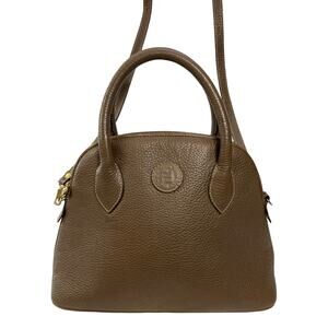 Fendi Roma Pebbled Leather Dome Satchel Crossbody Brown Vintage Italy Bag